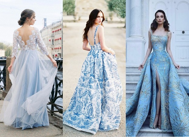 15 mẫu áo dài cưới màu xanh dương cho cô dâu chú rể